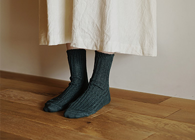 LINEN RIBBED SOCKS