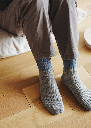 WOOL COTTON SLAB SOCKS